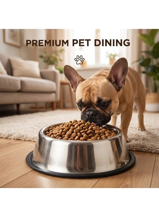 Queens Pack of 2 Stylish Stainless Steel Dog Bowls - Rust-Resistant, Easy to Clean, and Perfect for Hygienic Feeding of Your Canine Companion - Image 3